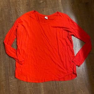 PINK Red Long Sleeve Oversized top